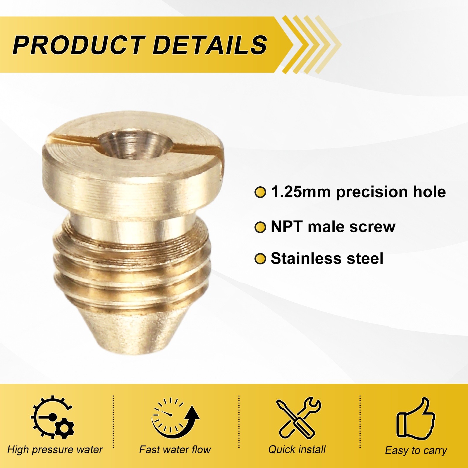 1-Set 1.25mm Copper Orifice Foam Cannon Nozzle and Single Layer Foam Maker Mesh