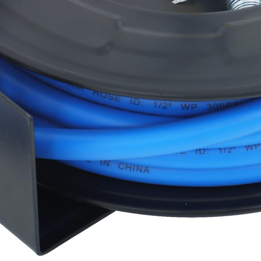 Retractable Hose Reel 1/2 Inch x 50Ft Auto Rewind Hose-Reel W/ Rubber Hose