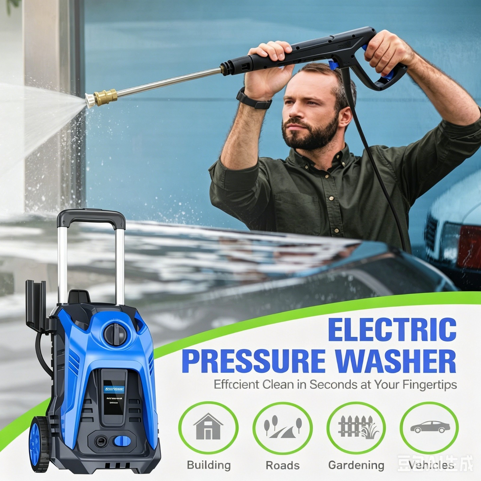 Pressure Washer 4200PSI 2.0GPM, Powerful Cleaning, 4 Nozzle Tips, for Car