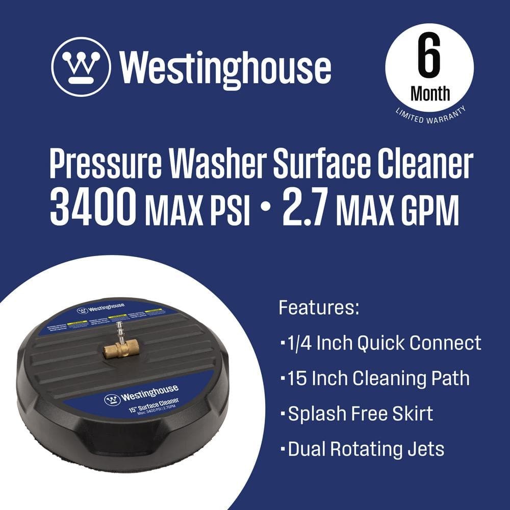 PWSC Universal 15 in. Pressure Washer Surface Cleaner Attachment – 3400 PSI, 1/4