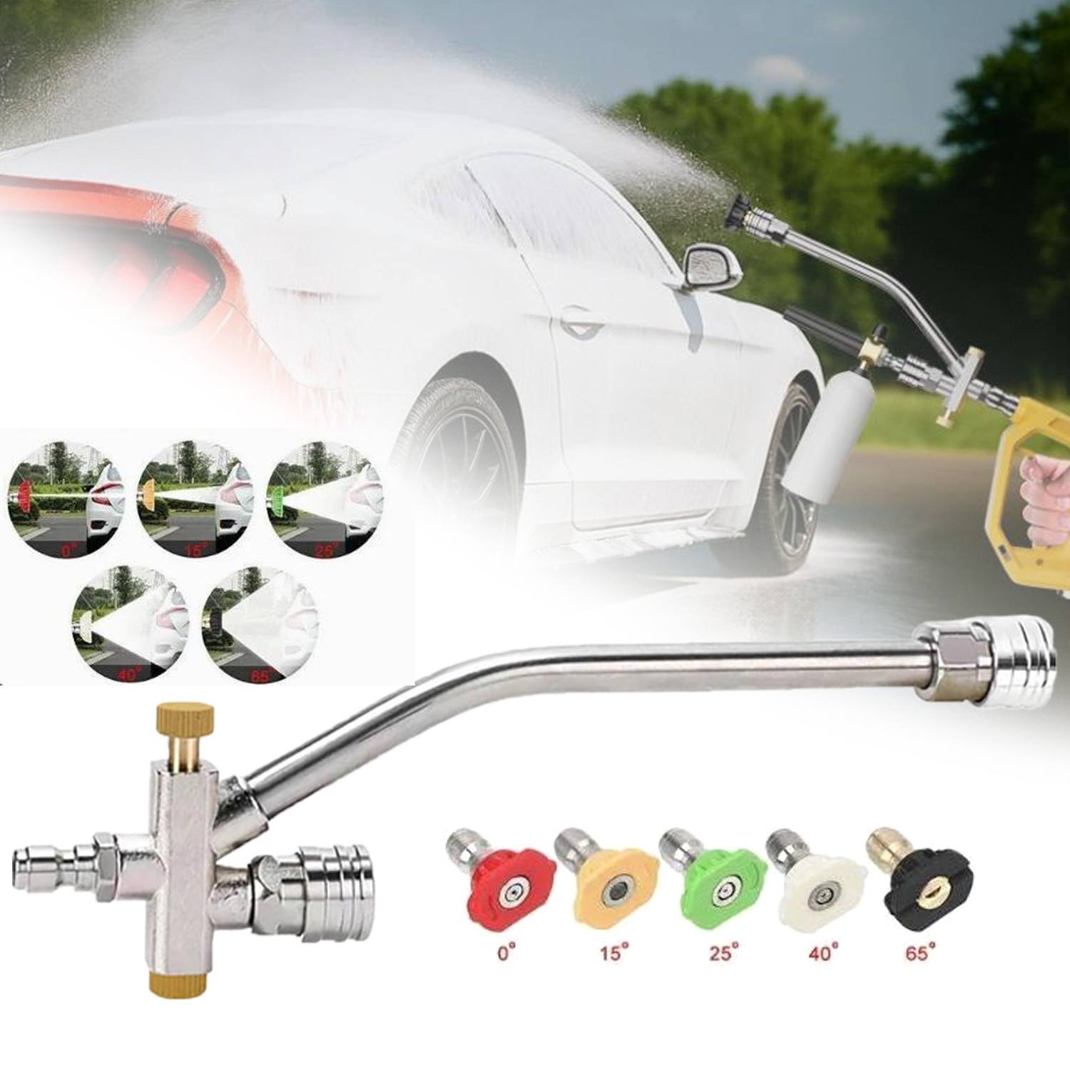 Foam Cannon Dual Connector Accessory Dual-Purpose Switch Spray Gun w/5 Nozzles