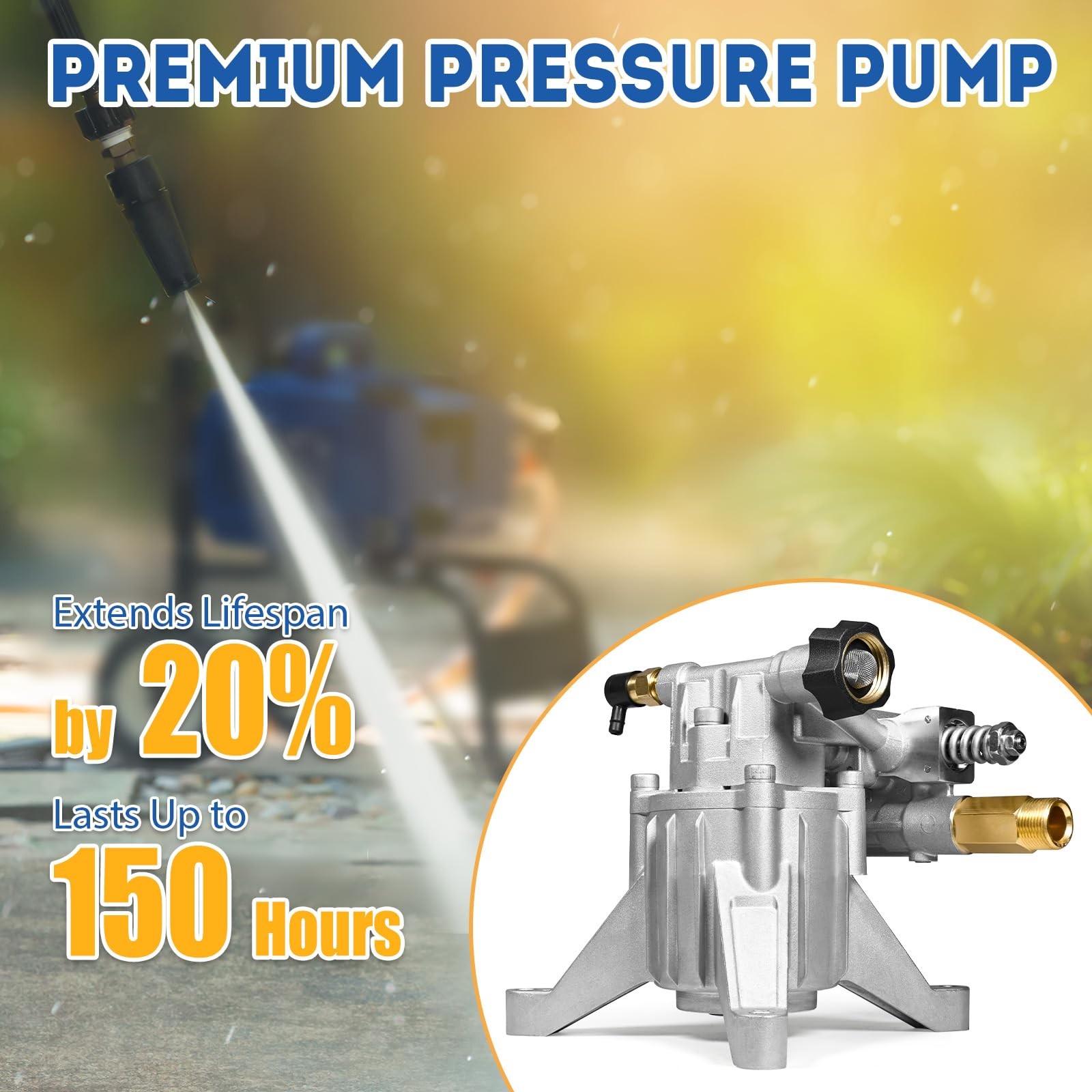 Pressure Washer Pump 3100 PSI 2.5 GPM 7/8 Inch Shaft Vertical Gas Engine