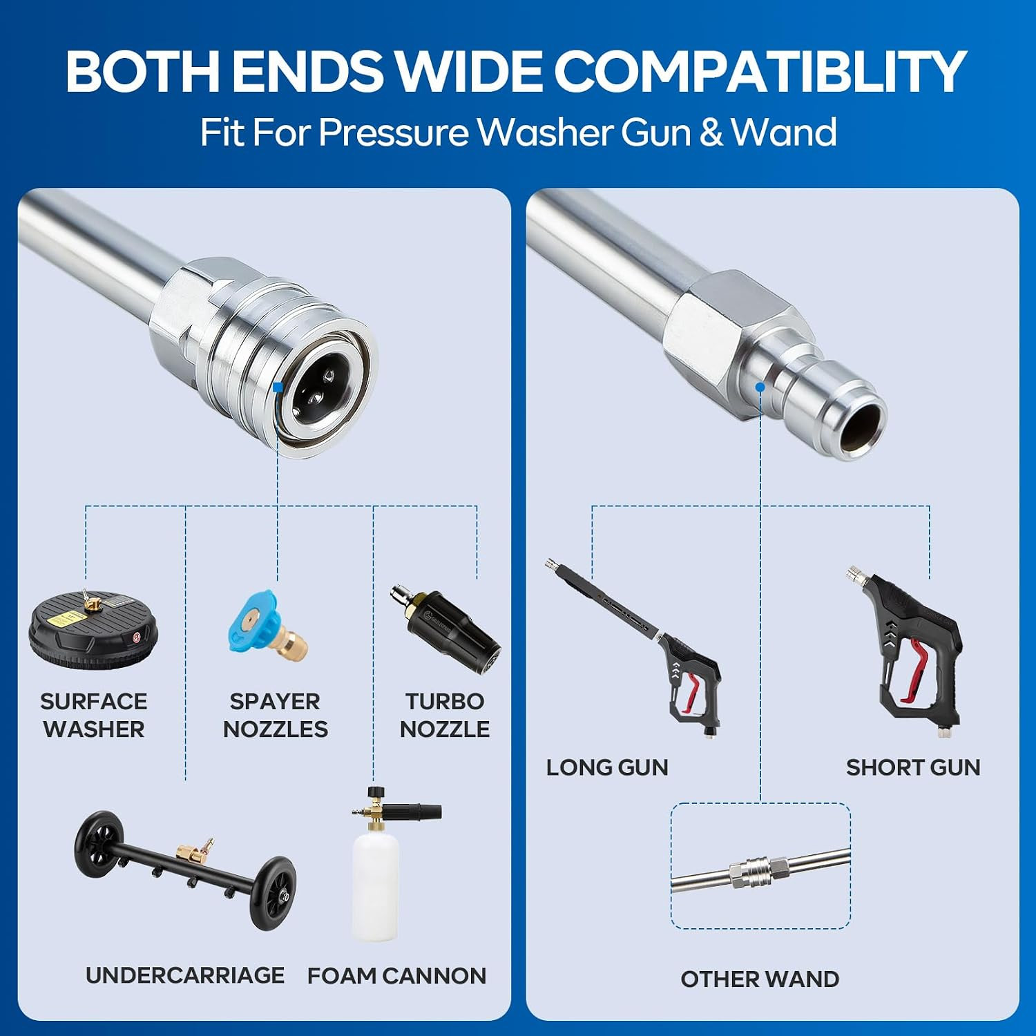 Pressure Washer Extension Wand, 17 Inch Stainless Steel, 2 Pack |
