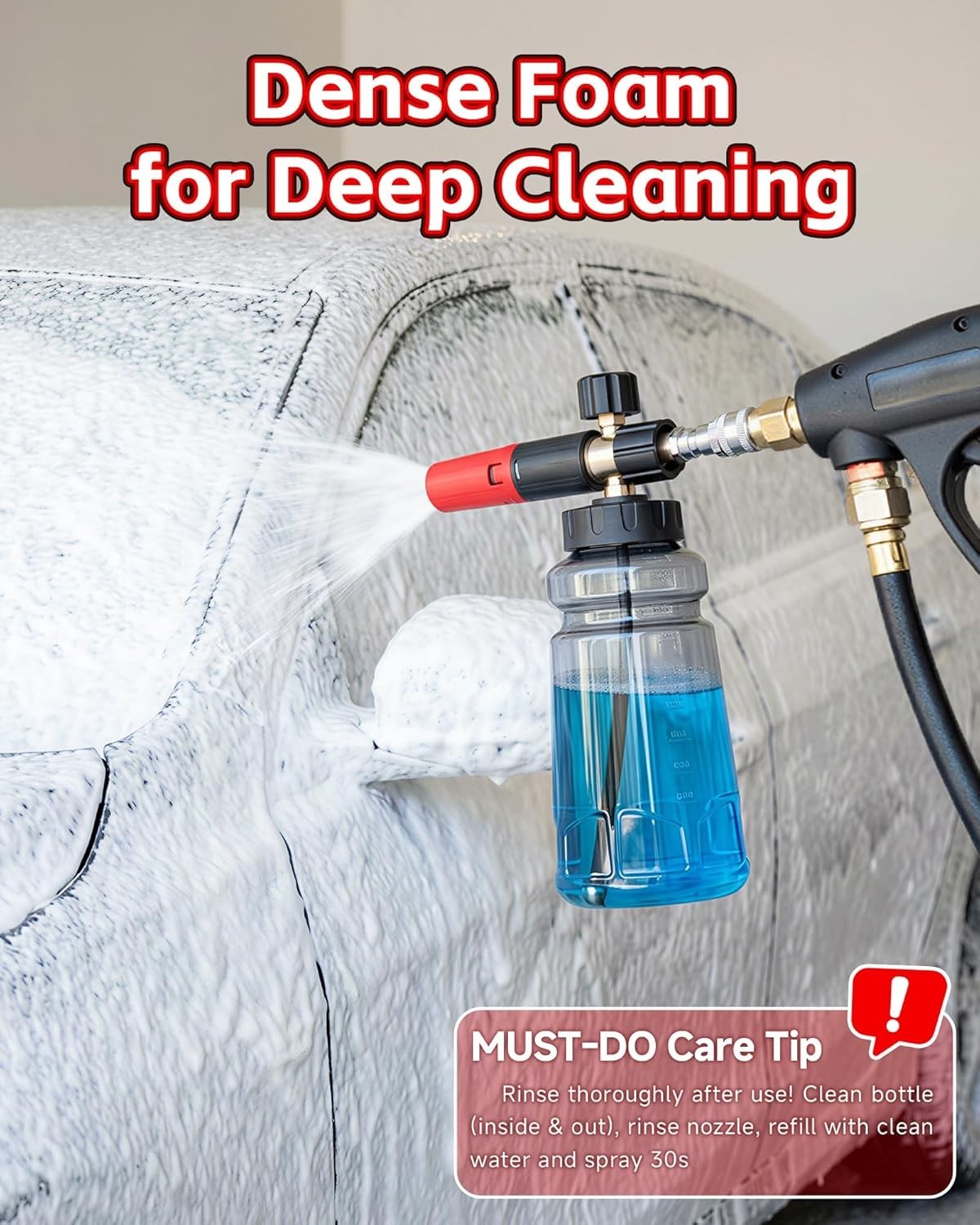 Pressure Washer Foam Cannon 1/4″ Quick Connector Adjustable Soap Car Wash