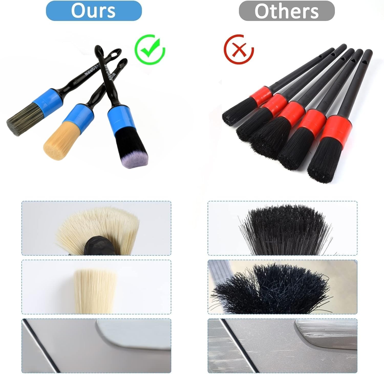 MVEQRRN 3pcs Car Detailing Brush Set-1pcs Boars blue car detailing brush