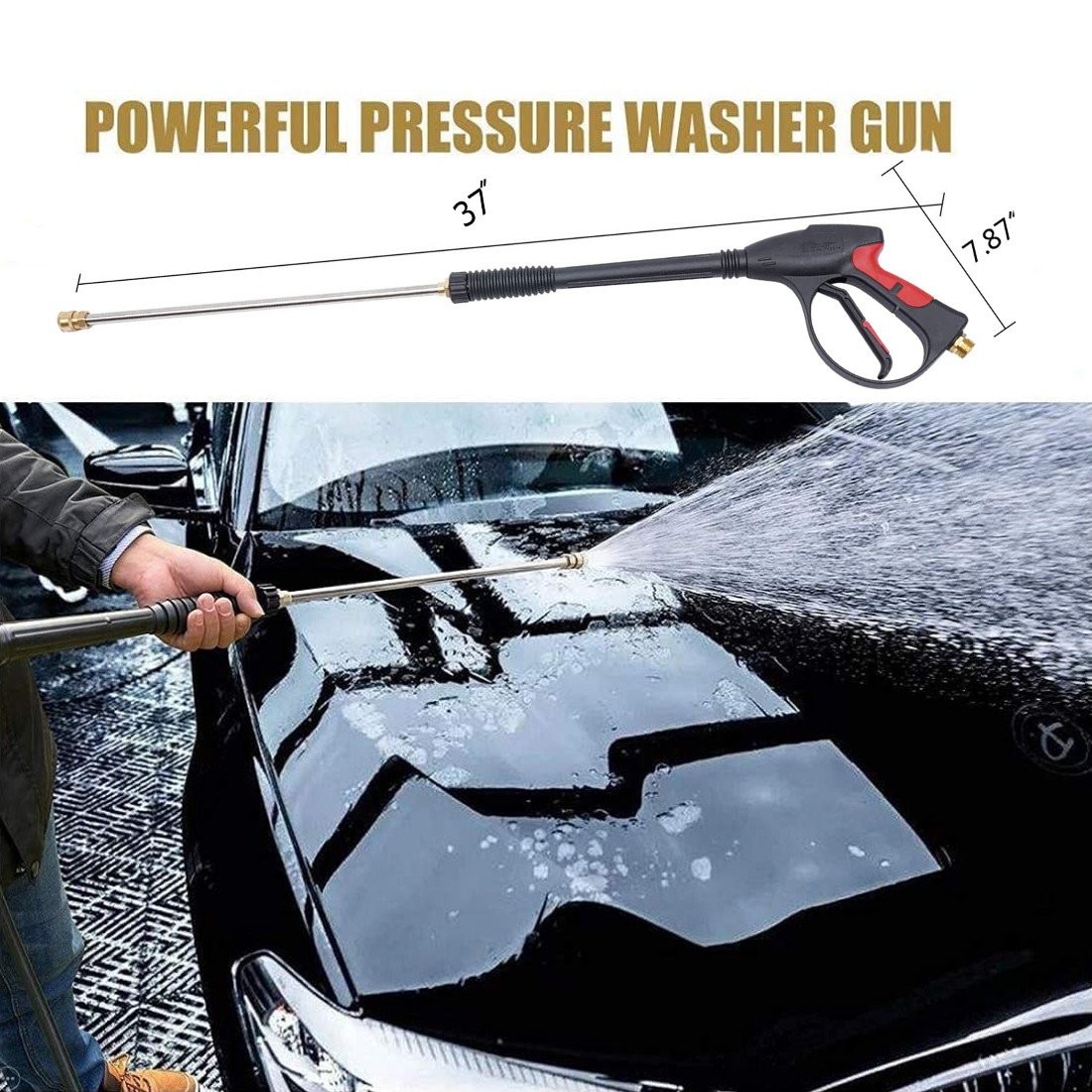 4000PSI High Pressure Car Power Washer Spray Gun Wand Lance Nozzle Tips Hose Kit