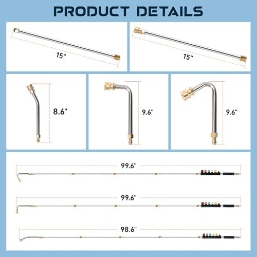 Pressure Washer Extension Wand 9 Pack with 6 Nozzle Tips 4000 PSI
