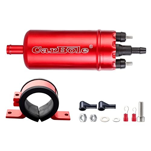External In-Line Fuel Pump: 116 PSI High Pressure Universal 12V Electric Red
