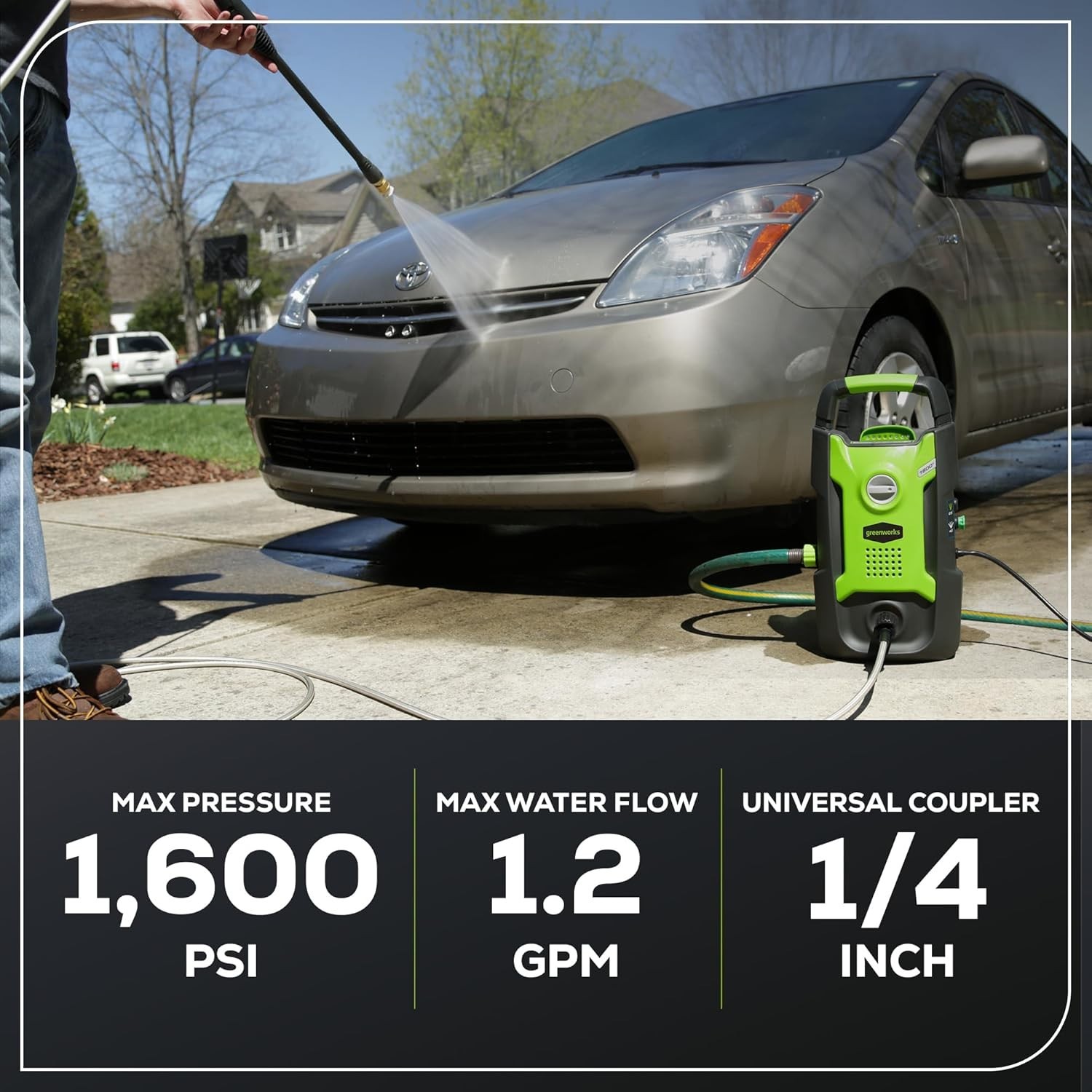 Electric Pressure Washer 1600 PSI 1.2 GPM for Cars Outdoor Deck Windows