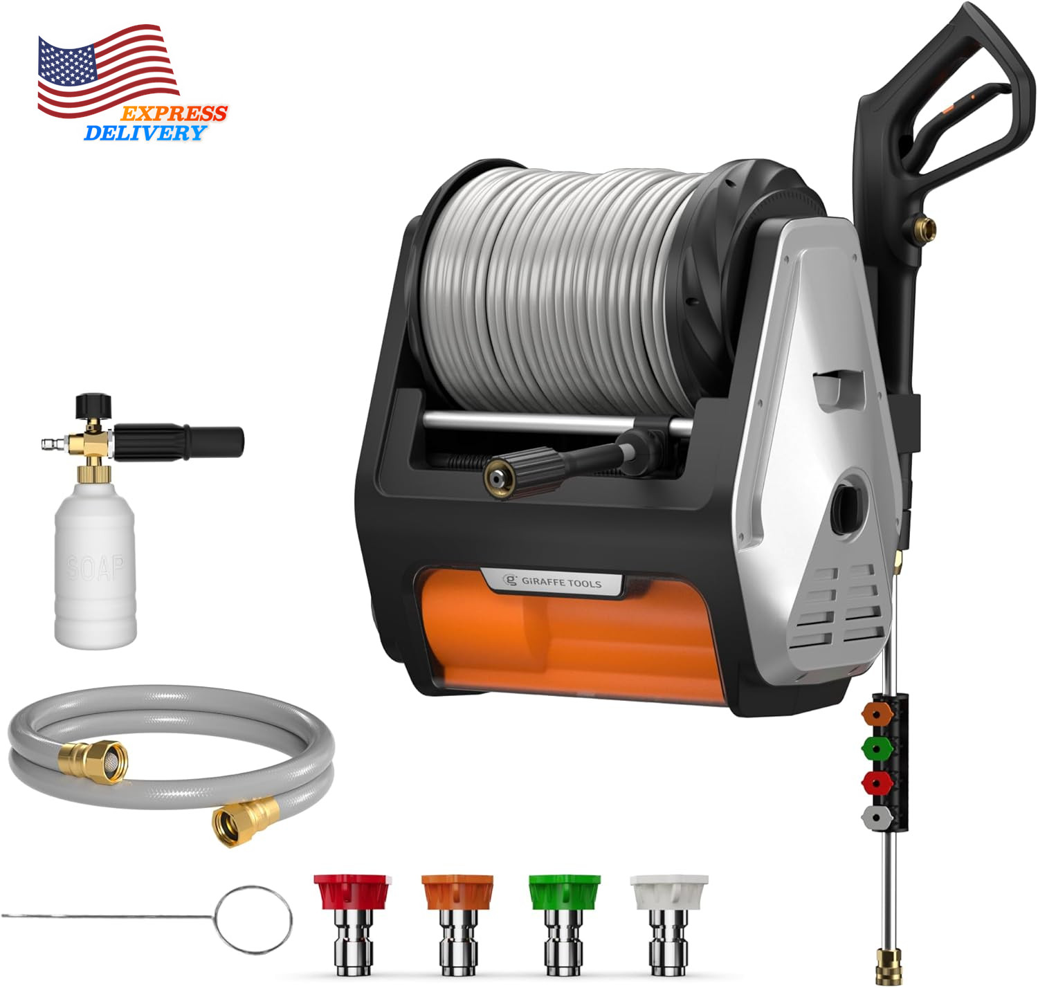 Wall Mount Pressure Washer PRO with Max 3700PSI 1.6 GPM 1800W Brushless Motor