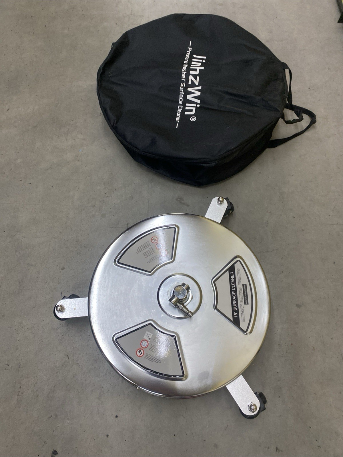 JinhzWin 15″ Stainless Steel Pressure Washer Surface Cleaner with Carry Bag