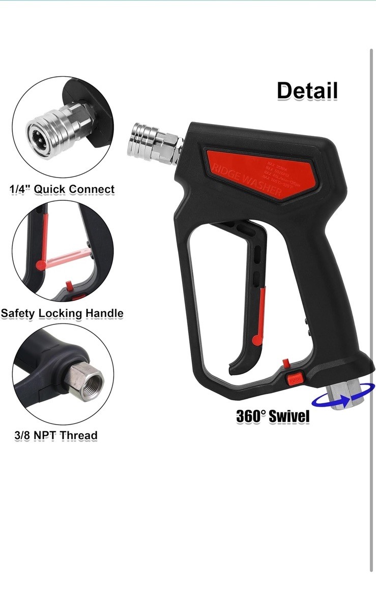 Pressure Washer Gun 5000 PSI, 12 GPM, High Pressure Spray Gun with 1/4″ Quick…