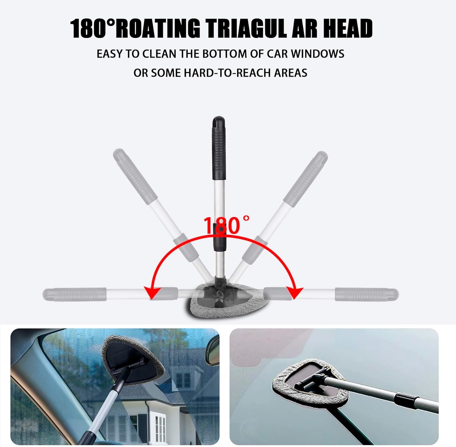 Windshield Cleaner Tool – Portable Car Interior Window Cleaning Kit with Gray