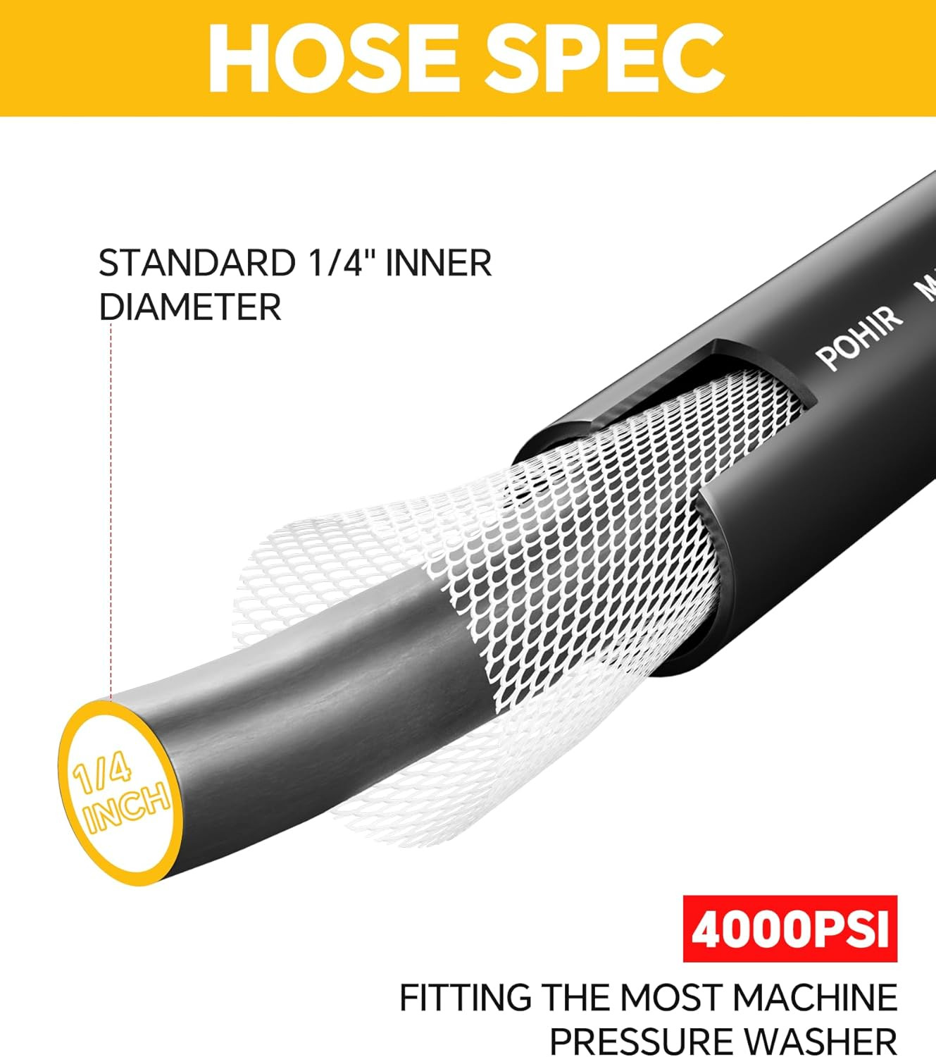 100Ft Pressue Washer Hose 4000 PSI, High Power Washing Hose, Replacement Hose wi