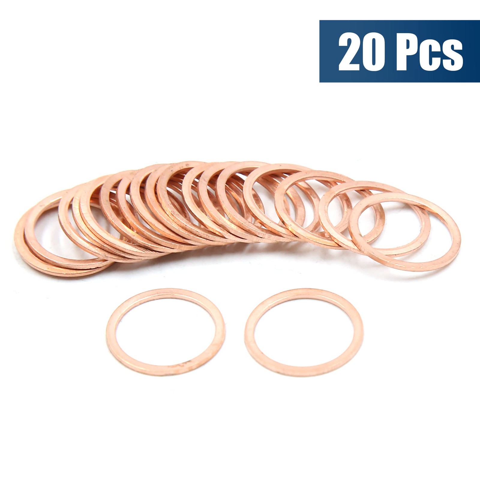 20 PCS M17x21x1mm Copper Crush Washers Flat Car Sealing Gaskets Plate Rings