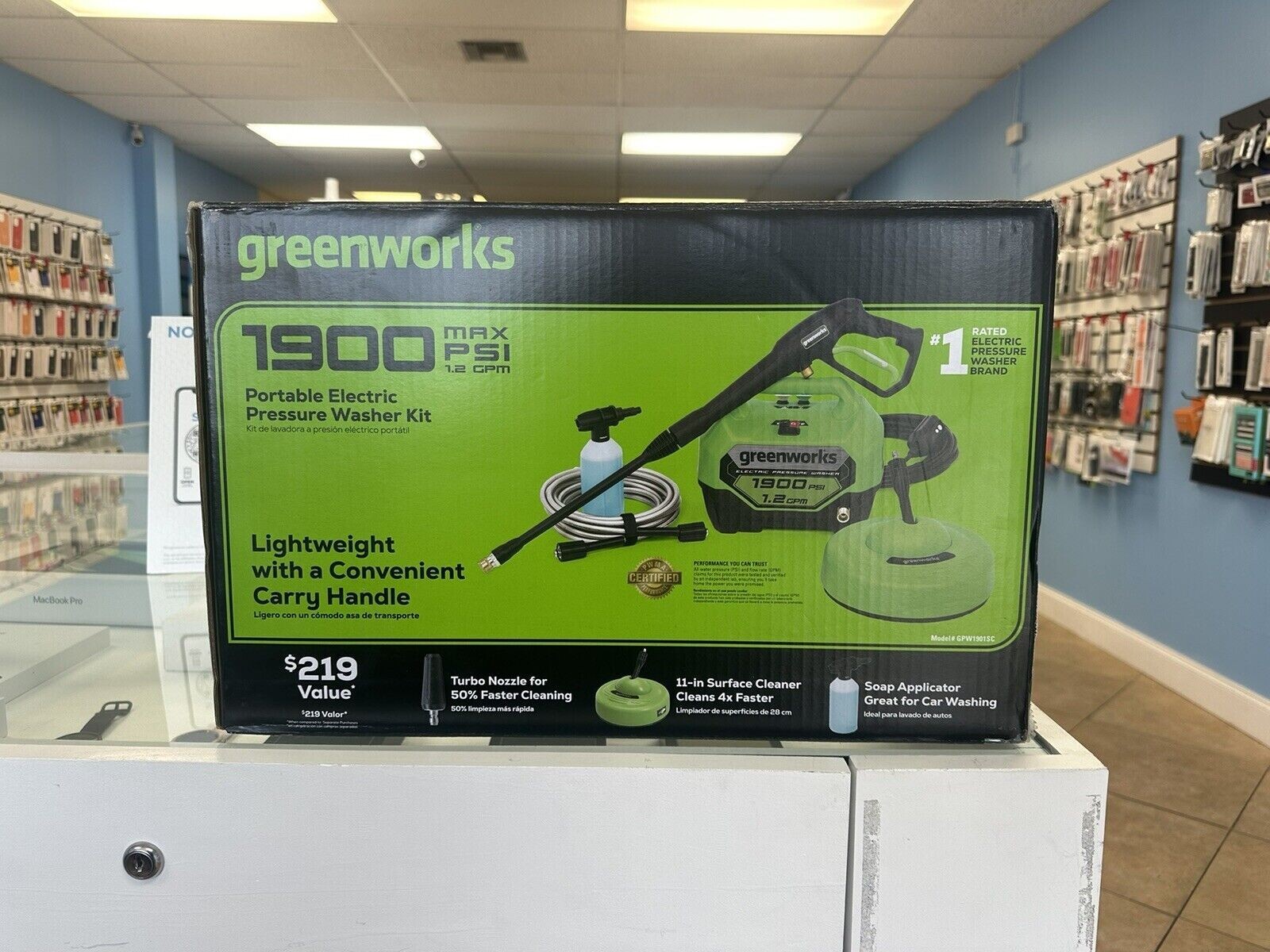 Greenworks 1900 PSI 1.2 GPM Electric Pressure Washer Combo Kit, Green ~ New