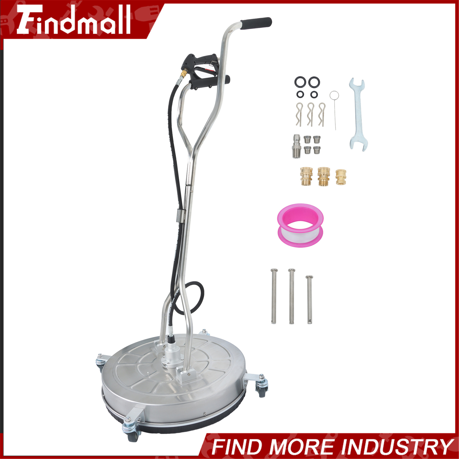 Findmall 24″ Pressure Washer Surface Cleaner w/ Handles & Wheels Quick Connect