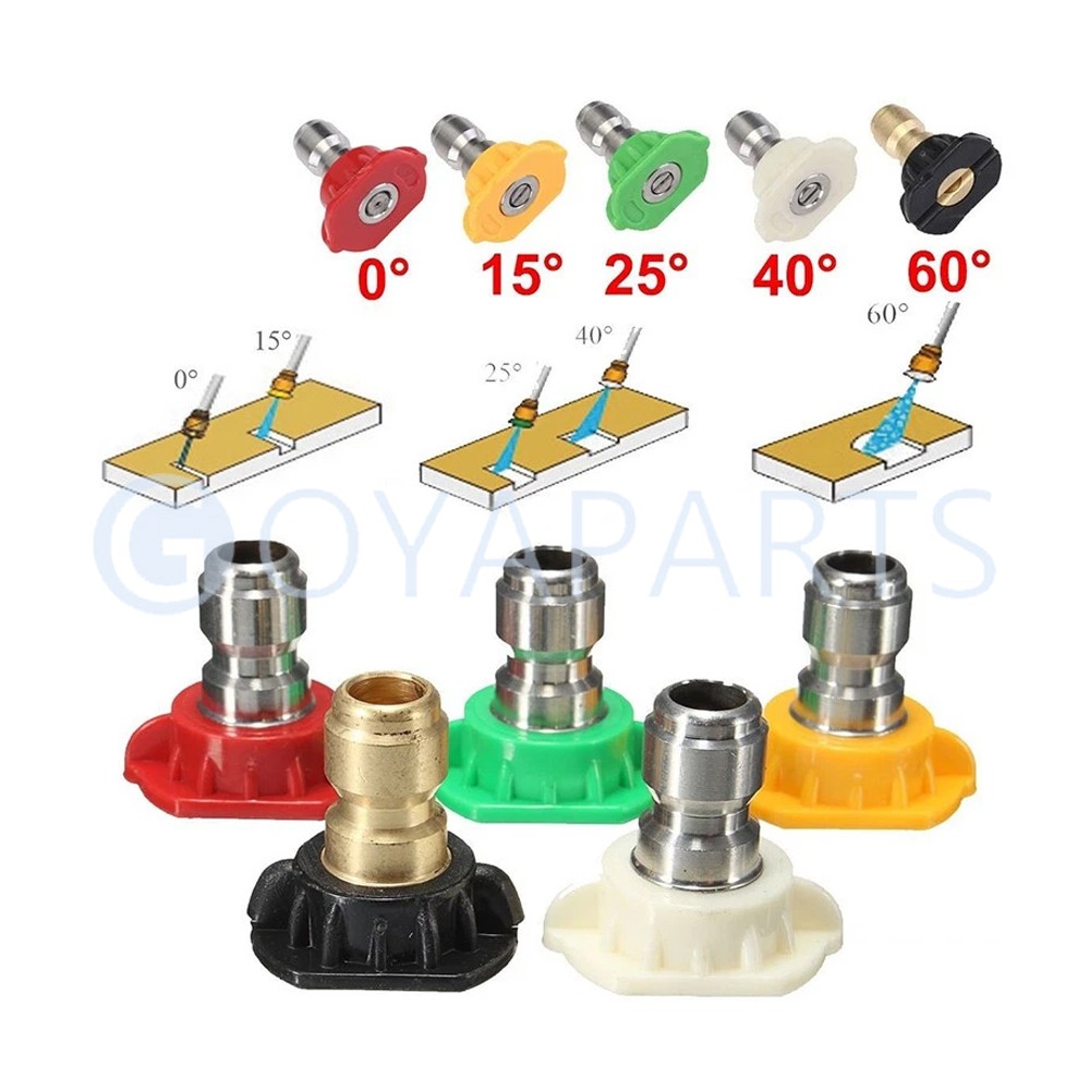 5pcs Pressure Washer Spray Tips Nozzles High Power Kit Quick Connect 1/4″ Set