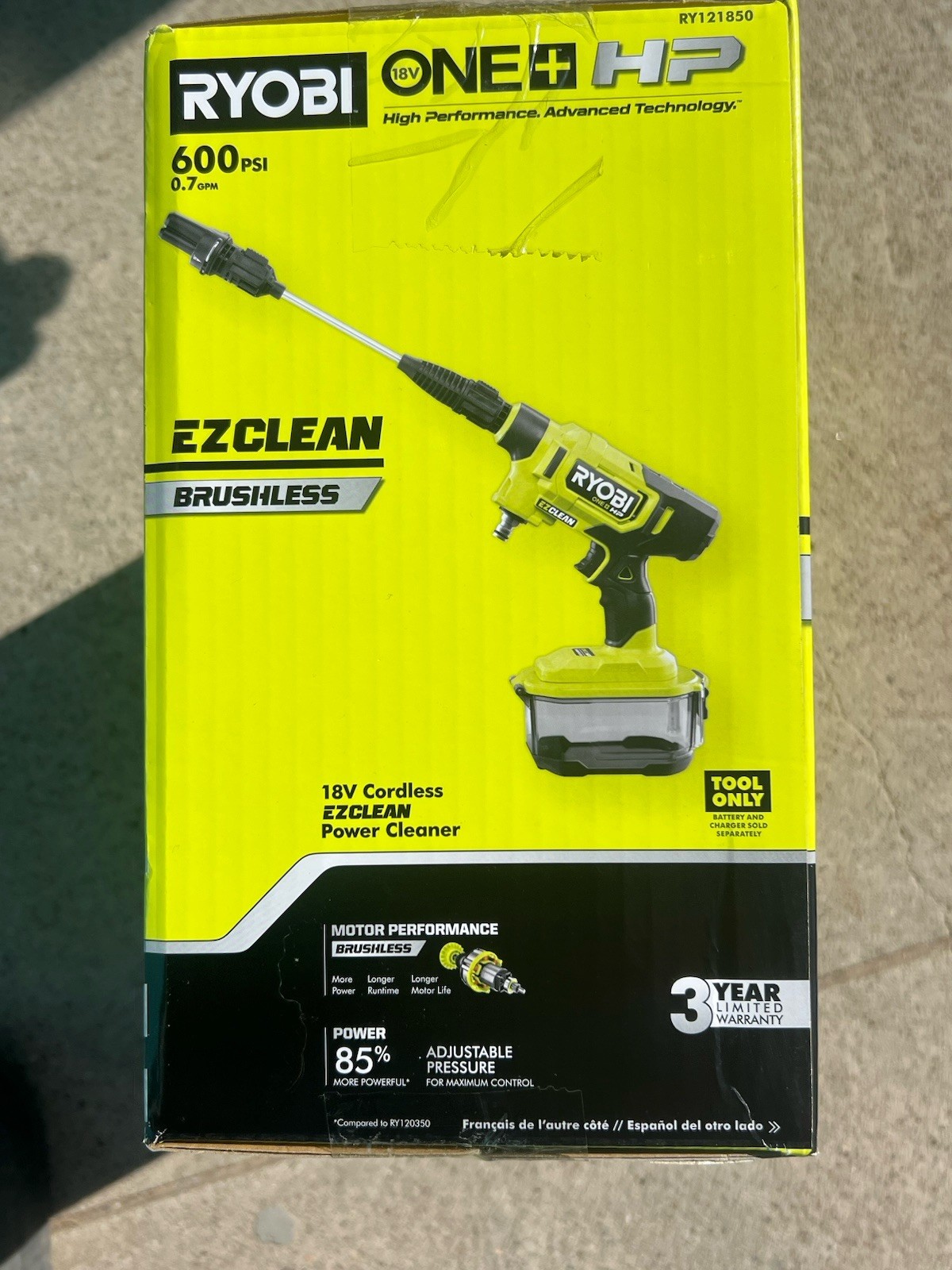 RYOBI 40V HP Brushless EZClean 600 PSI Cold Water Power Cleaner Only
