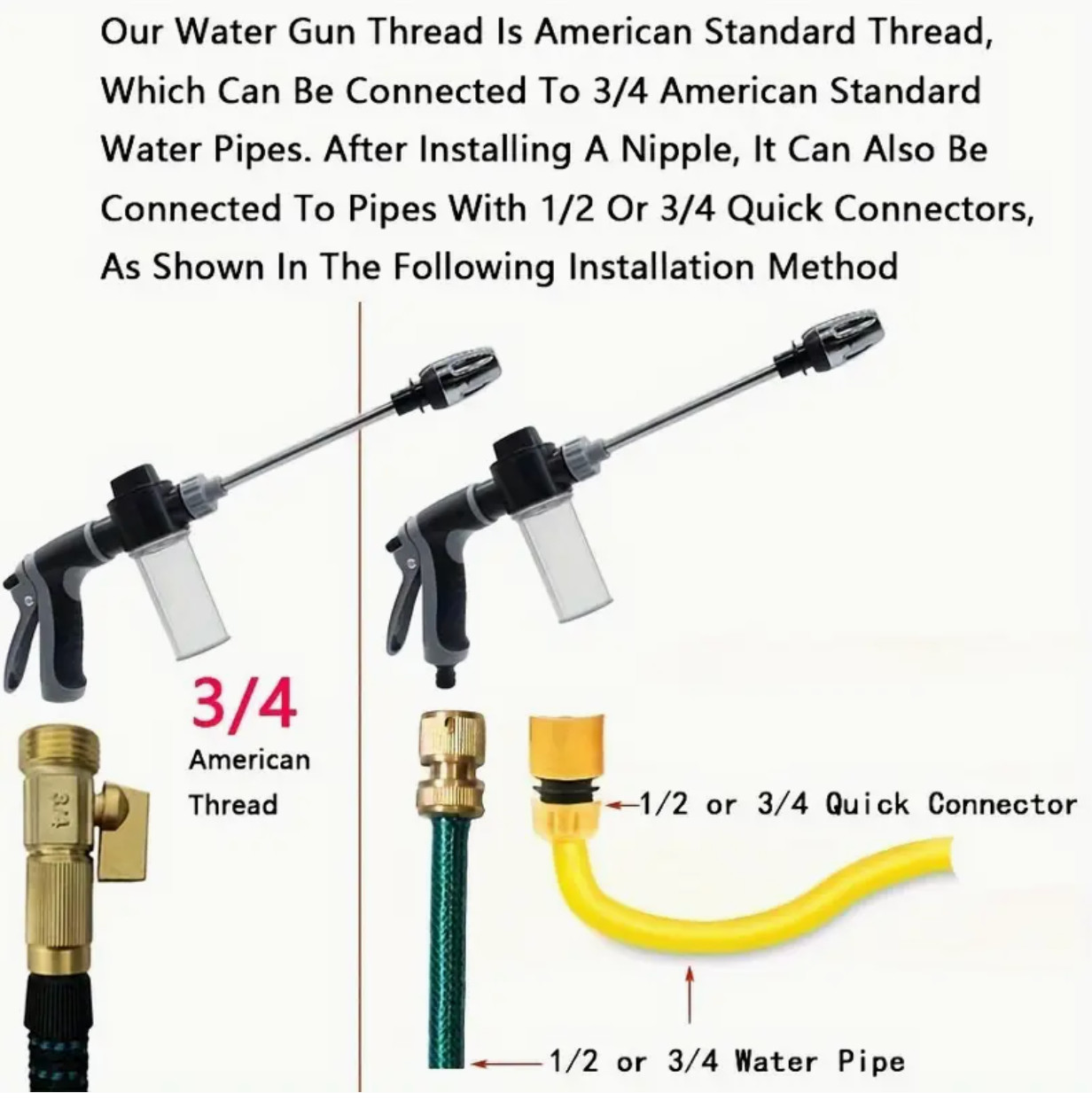 1-Pack High Pressure Car Washing Water Gun, Multi-Purpose Garden Hose Nozzle