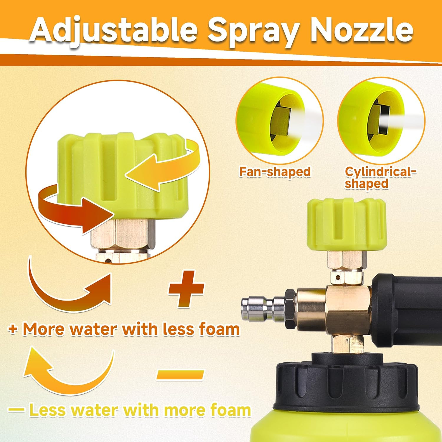 M MINGLE High Pressure Washer Gun with Foam Cannon, Foam Cannon Dual Connector A