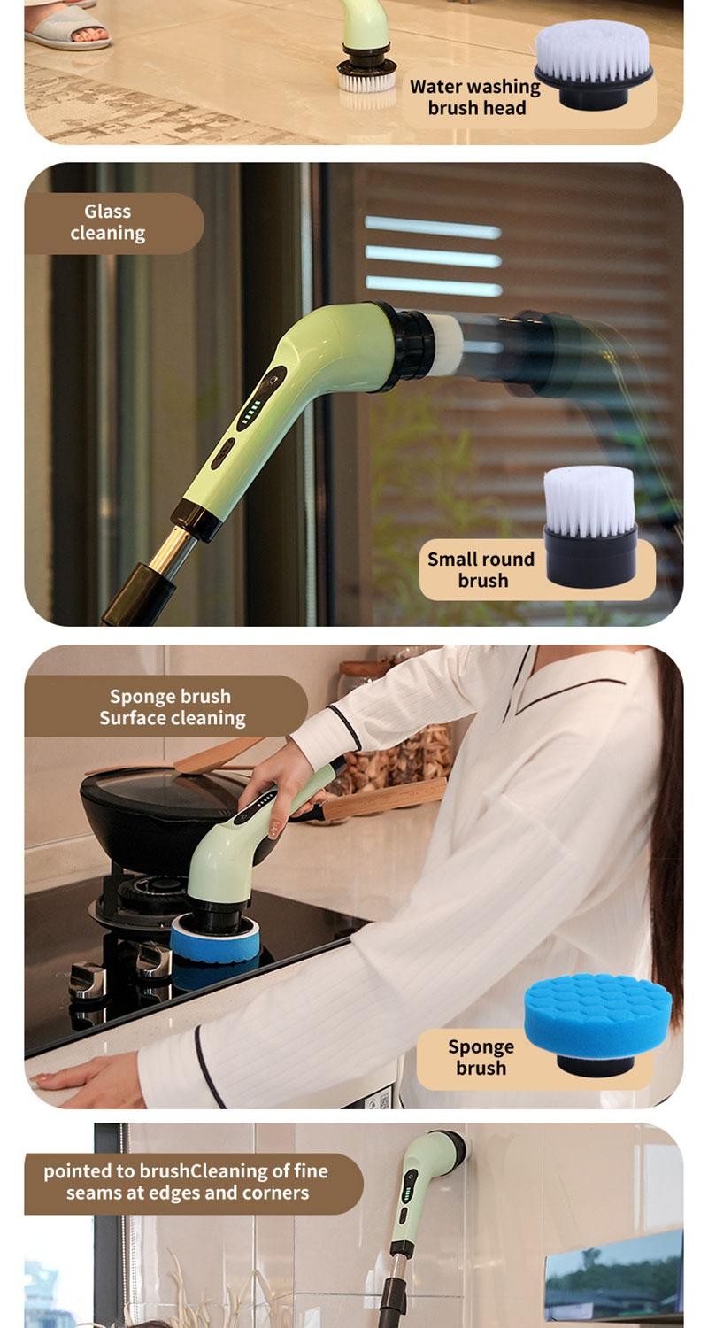 Electric Cleaning Brush 2-gear Electric Rotary Floor Scrubber Wireless Cordless