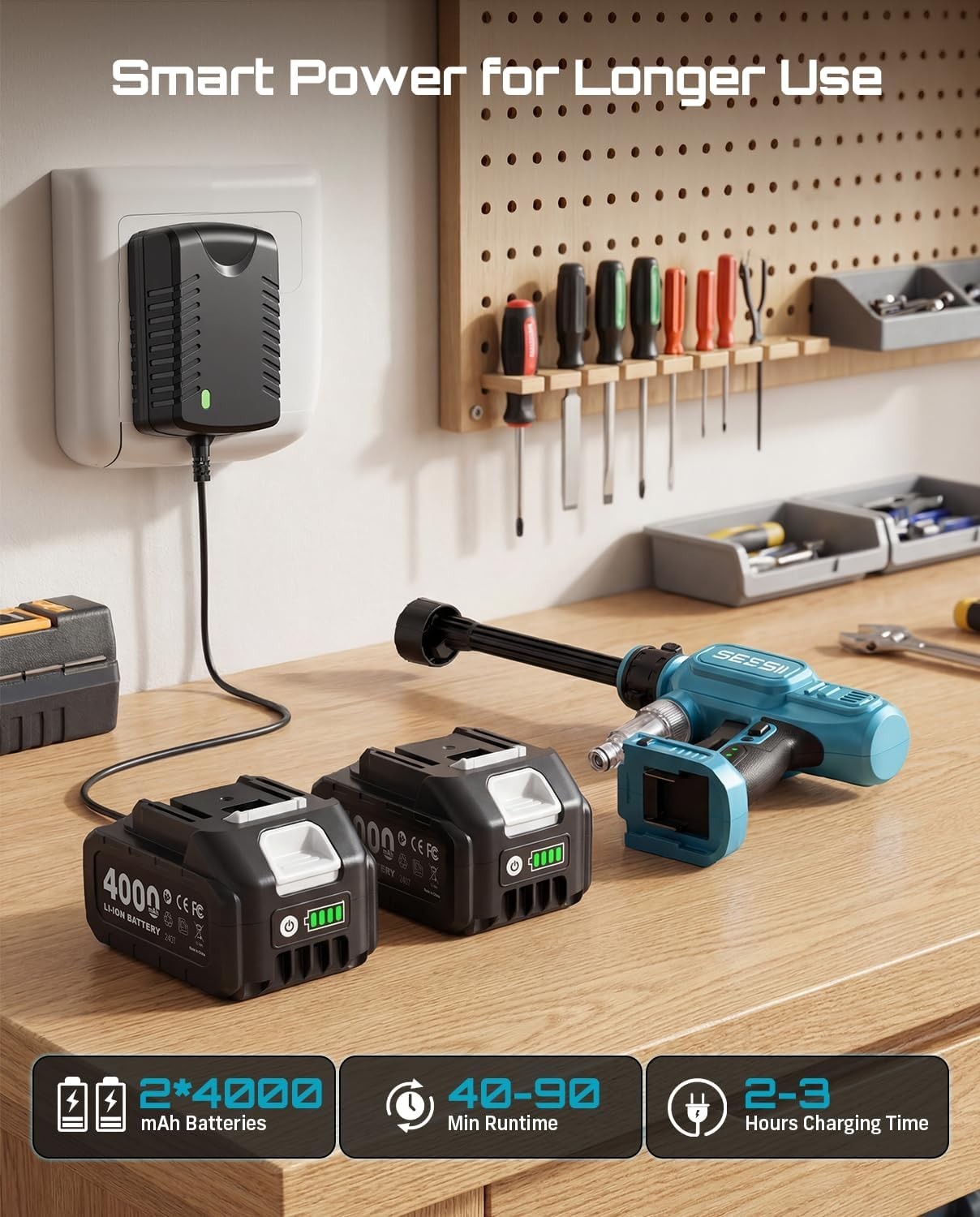 1250 PSI Cordless Power Washer | Brushless Motor, 27FT Hose