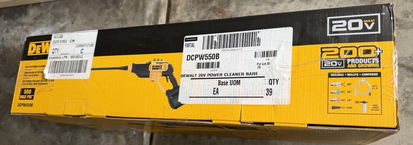 DEWALT 20V MAX 550 PSI Cold Water Pressure Washer (Tool only) (DCPW550B)