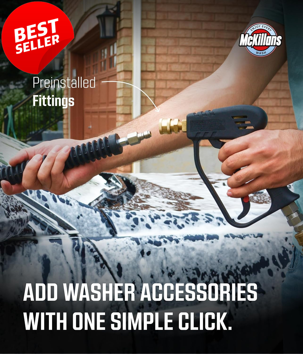 High Pressure Washer Gun Short Swivel 3/8″ Plug 1/4″ Quick Connect – US