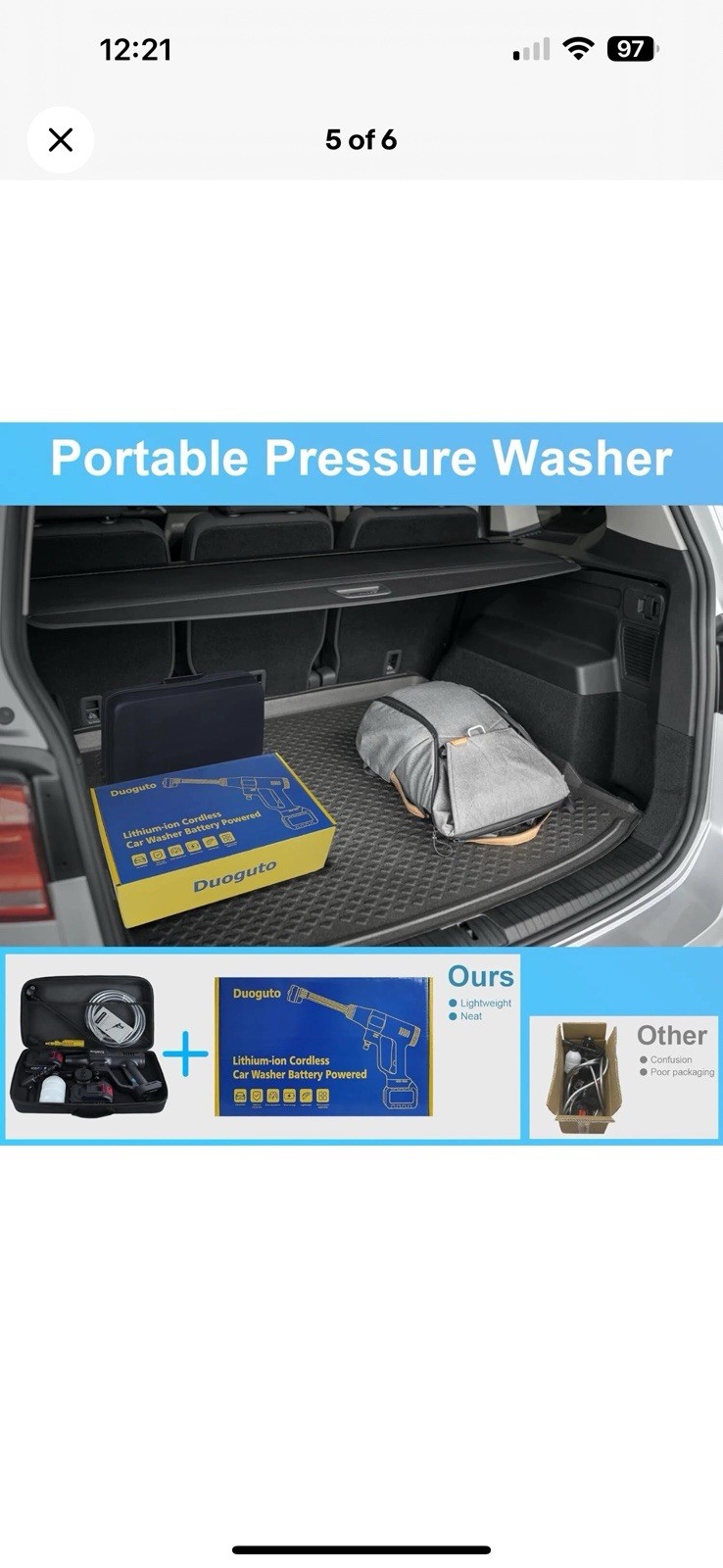 2900 PSI Cordless Pressure Washer, Battery Operated Powered Power Washer,