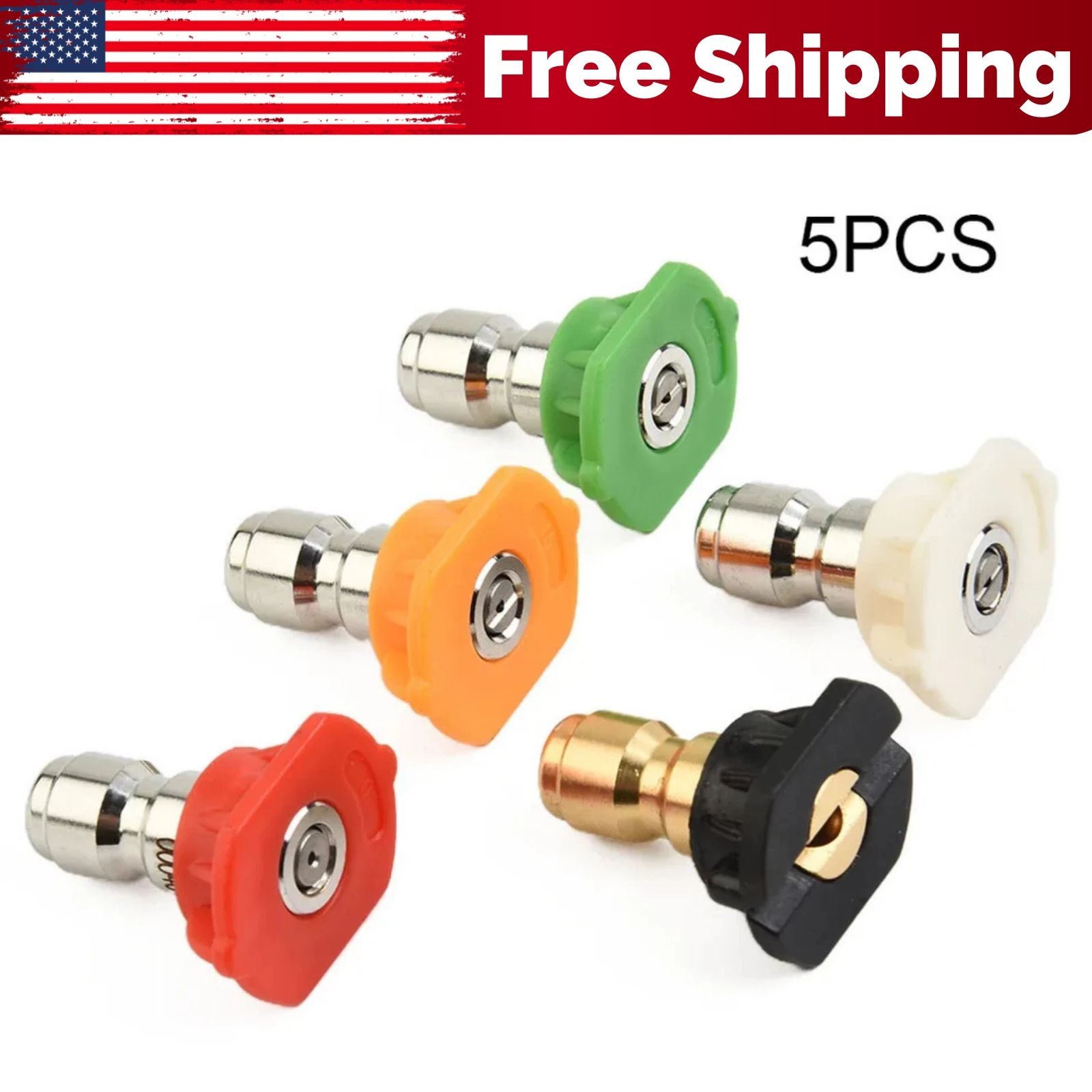 5pcs Pressure Washer Spray Tips Nozzles High Power Kit Quick Connect 1/4″ Set