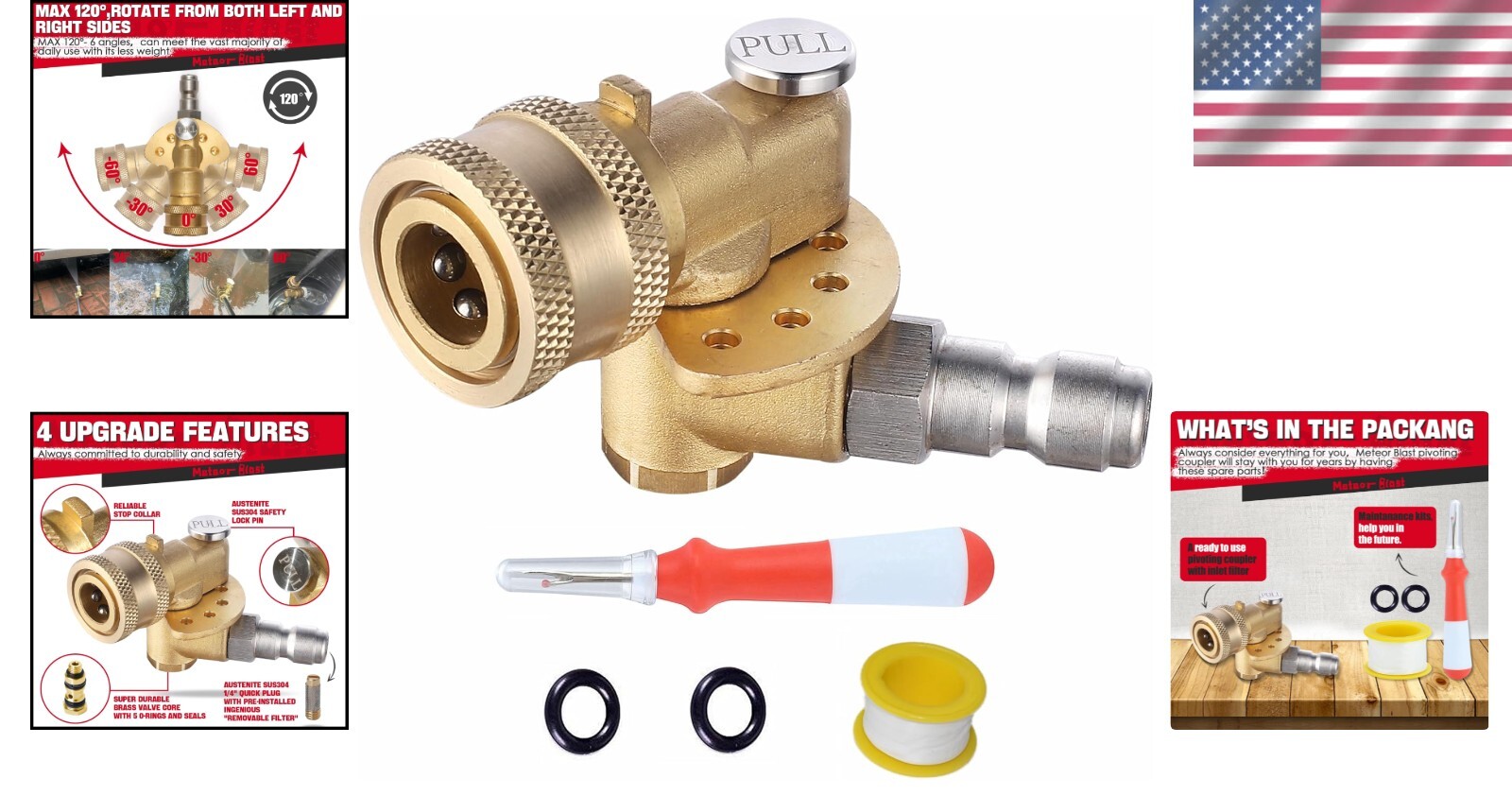 Versatile 120° Pivoting Coupler – Precision Cleaning for Hard-to- Areas