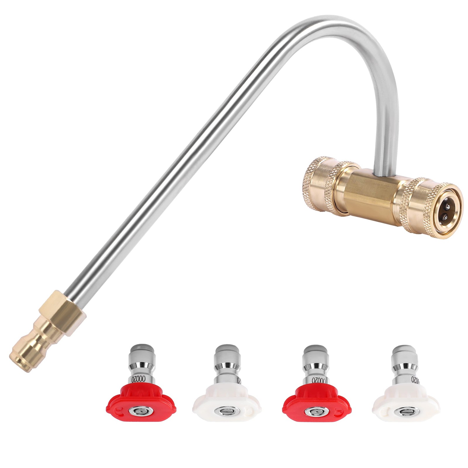 Pressure Washer Gutter Cleaner Attachment 4000 PSI 4 Nozzles Quick Connect
