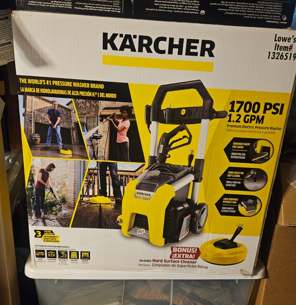 NEW KARCHER PREMIUM ELECTRIC POWER WASHER 1700PSI 1.2 GPM W HARD SURFACE CLEANER