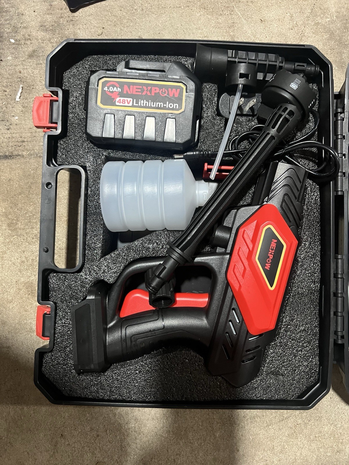 NEXPOW Cordless Handheld Pressure Washer 48V Battery with Hose & Carrying Case