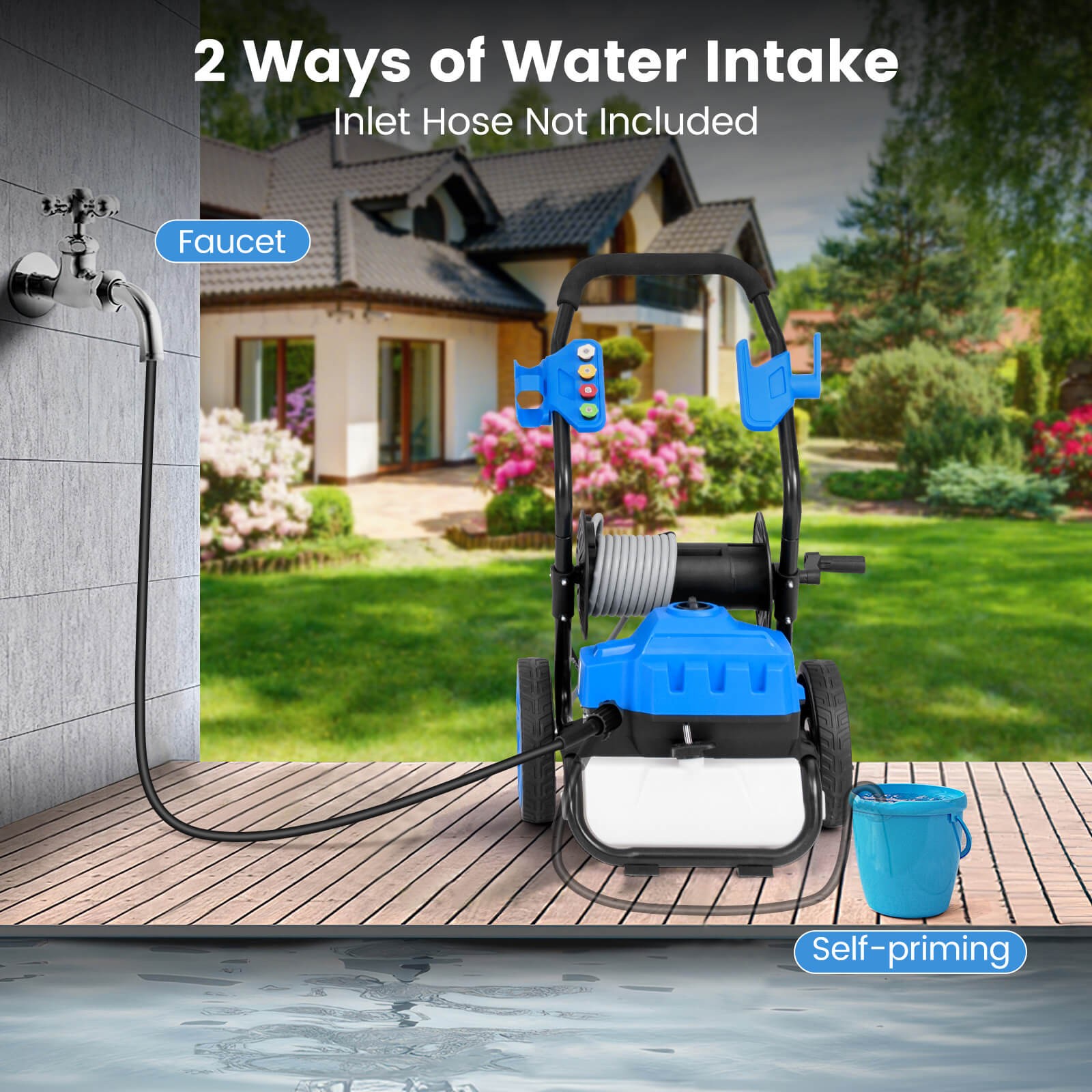 Electric Pressure Washer w/ Wheels 5 Quick Connect Nozzles Soap Bottle spray gun