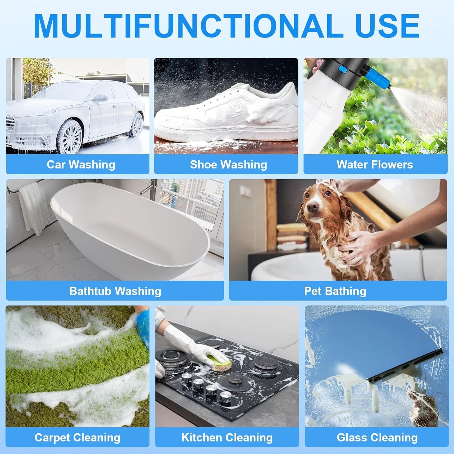 1.5L Electric Car Foam Sprayer, Foam Sprayer for Car Wash with USB Rechargeable