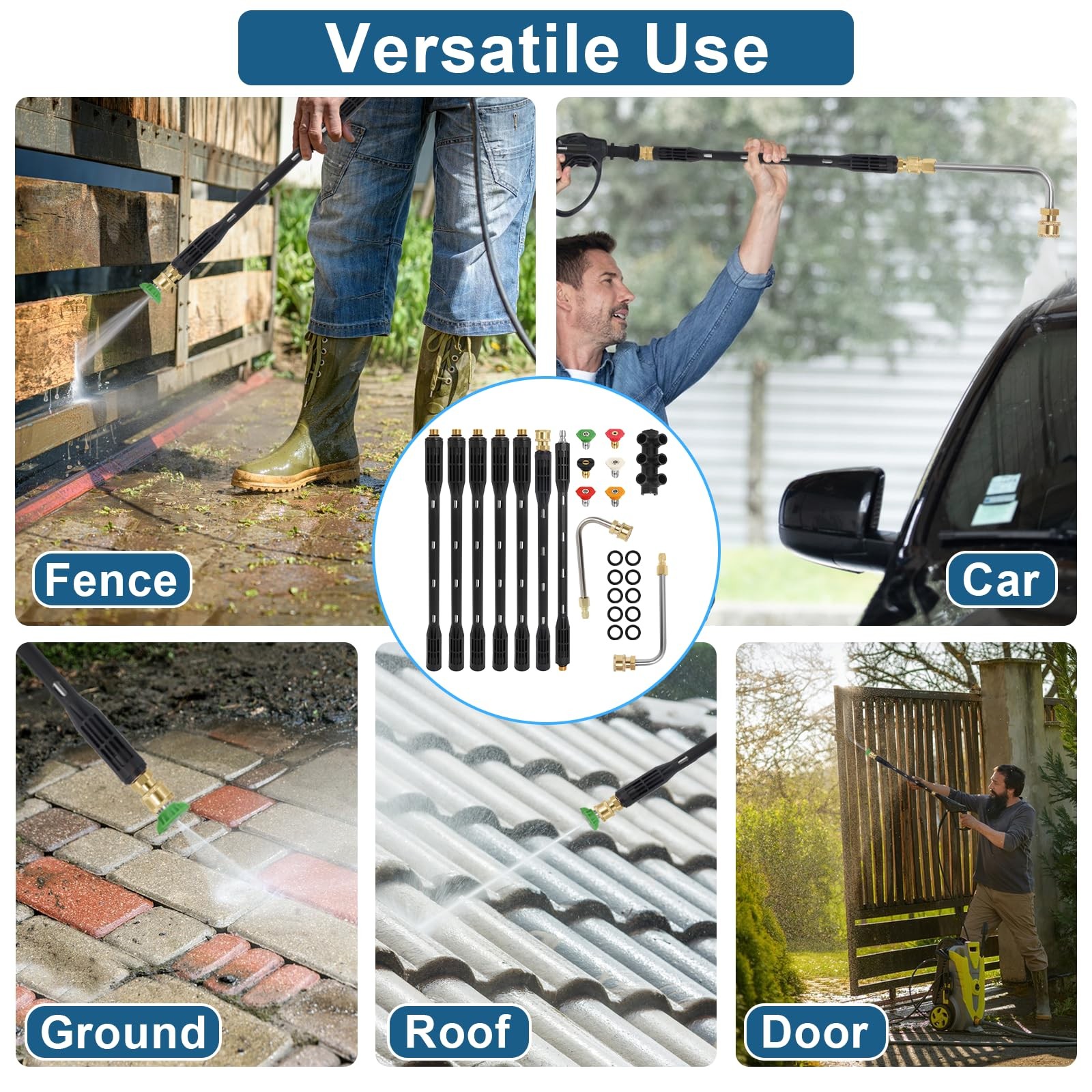 Upgraded Pressure Washer Extension Wand,Up to 115in,4000 PSI Gutter Cleaner A…