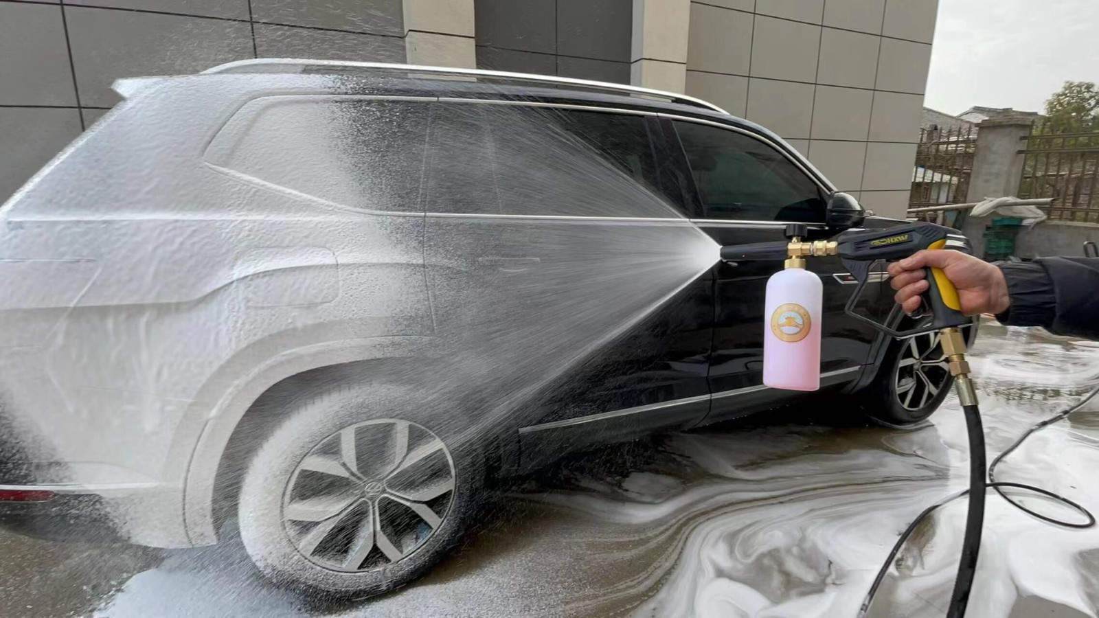 High Pressure Washer Gun with Foam Cannon, 2 Adapters & 7 Nozzles for Car Wash