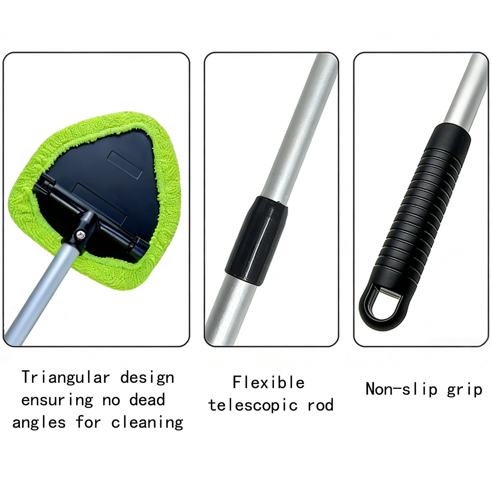 Windshield Cleaning Tool with 4 Microfiber Pads