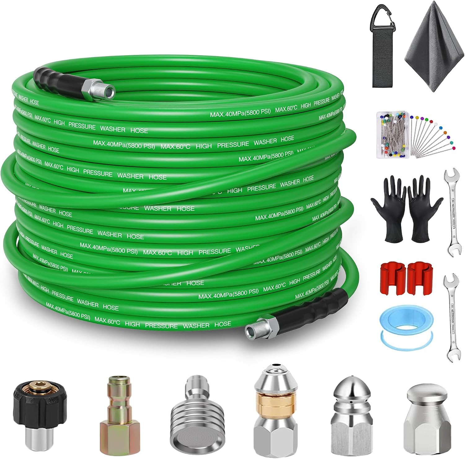Sewer Jetter Kit for Pressure Washer 50FT – 5800PSI High-Pressure Drain Cleaner,