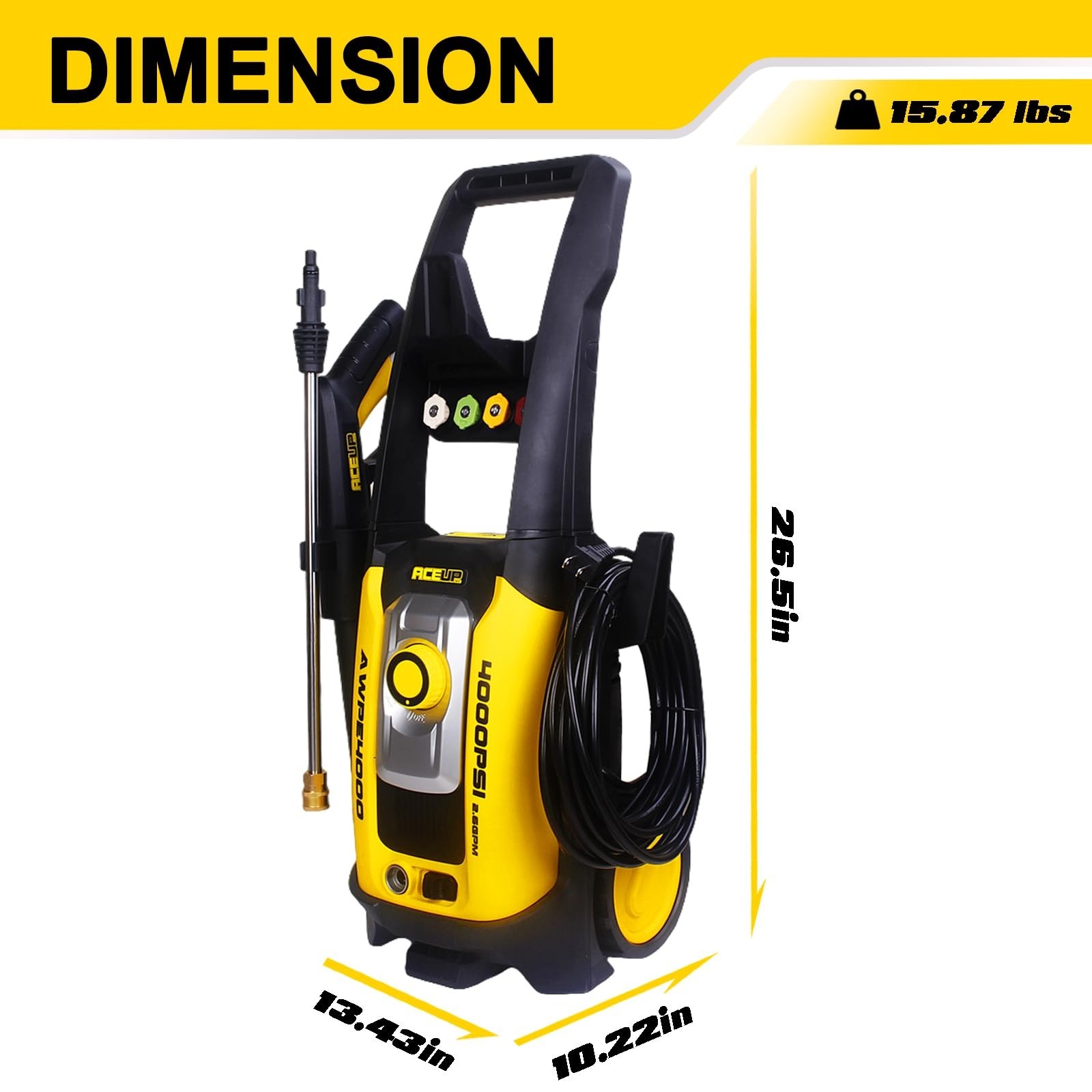 Electric Pressure Washer 4000 PSI Max 2.6GPM with Hose Reel Power Washer Aceup