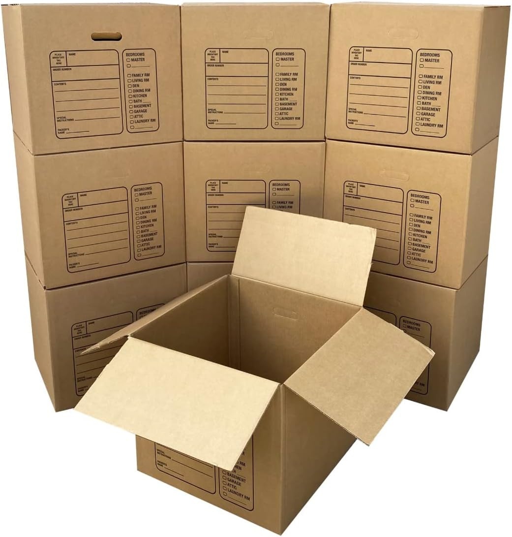 Premium Medium Moving Boxes 18x18x16″ – Pack of 10 Sturdy Cardboard Boxes