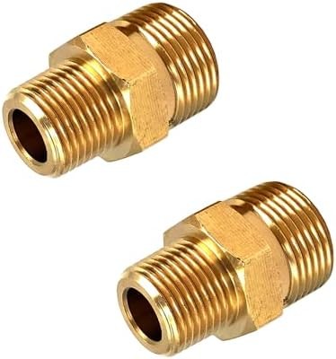 2 Pcs M22 Pressure Washer Fittings, Brass 3/8 Inch NPT Male to Metric M22 14mm M