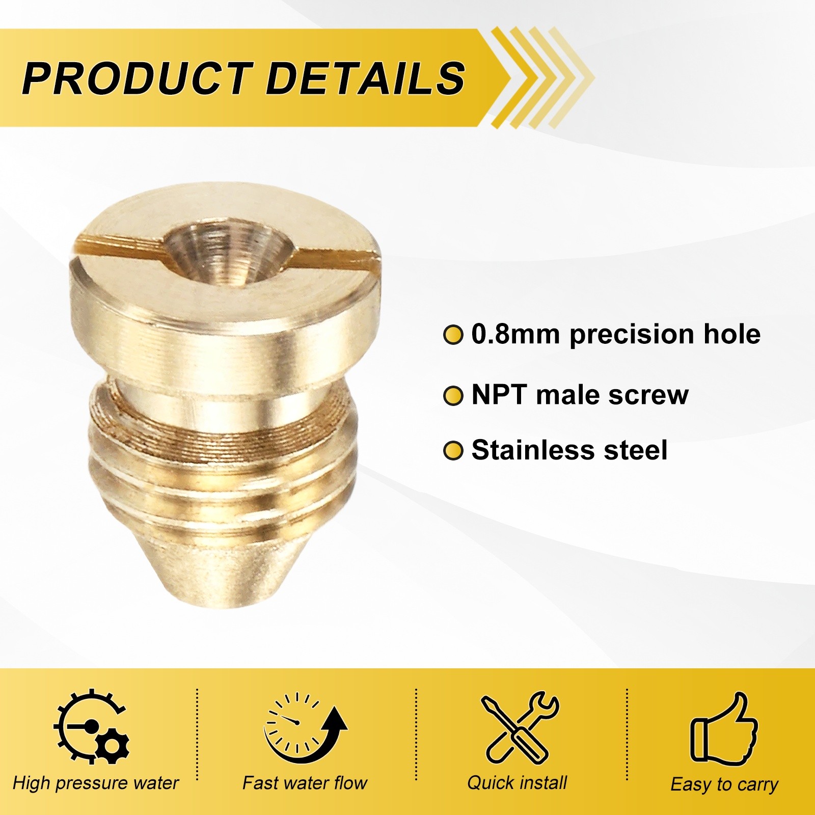 3-Pack 0.8 mm Brass Foam Cannon Orifice Nozzle Tips Washer Replacement Nozzles