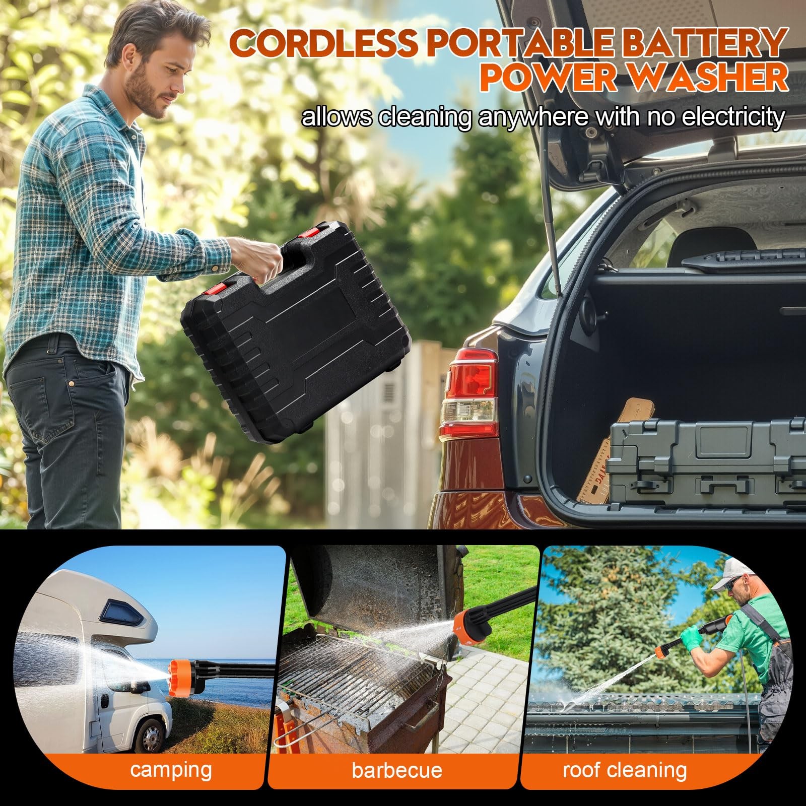 Cordless Pressure Washer Battery Powered, Portable Power Washer, Handheld Car