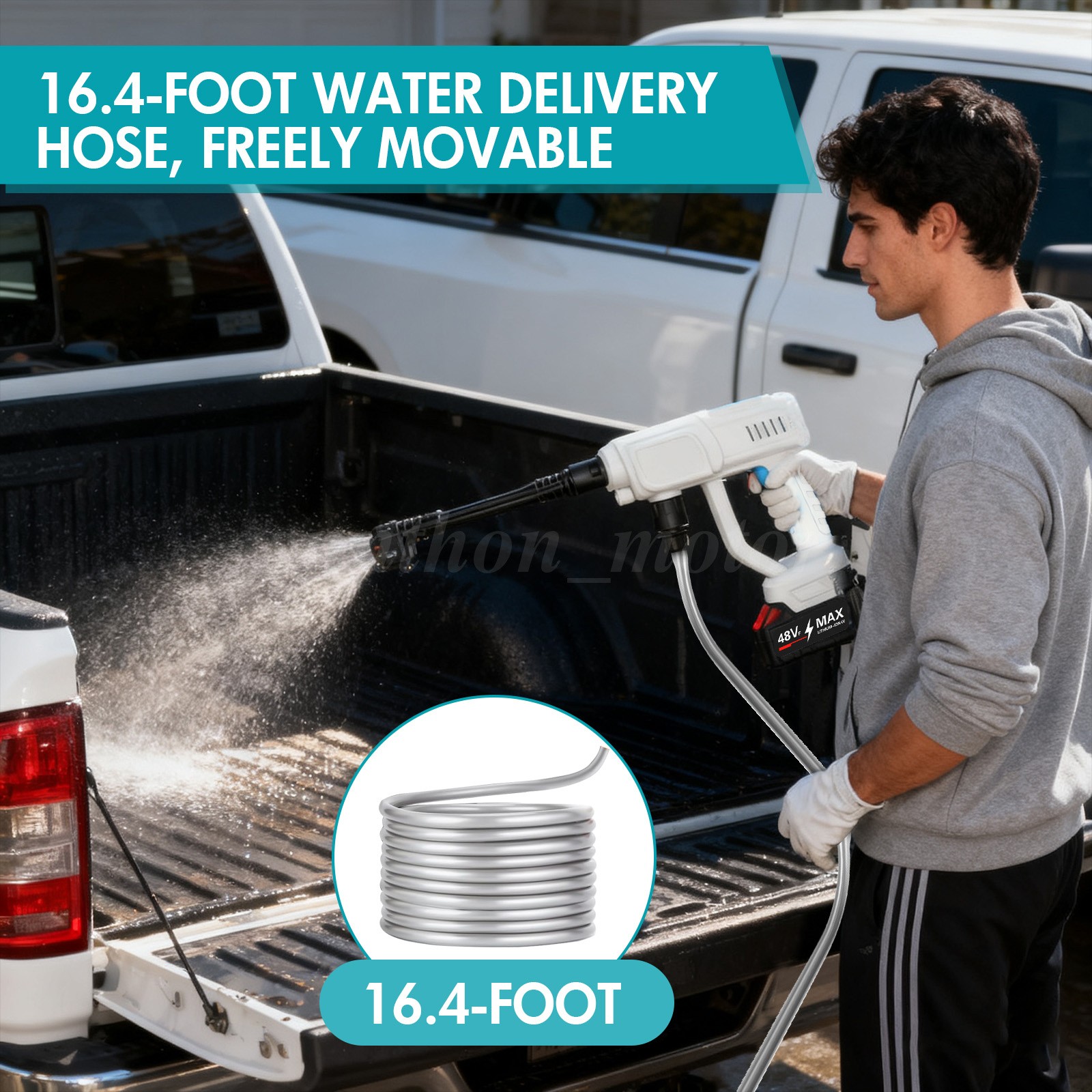 Cordless Electric High Pressure Water Spray Car Gun 970PSI Portable Washer Clean