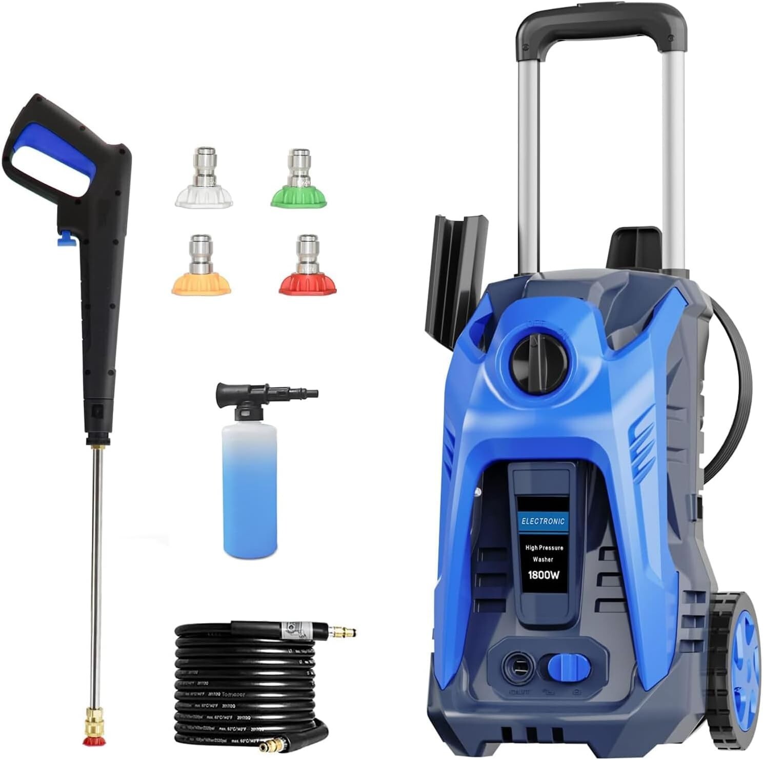 Powerful Electric High Pressure Washer 1500PSI Max 2 GPM Power Washer 1800W