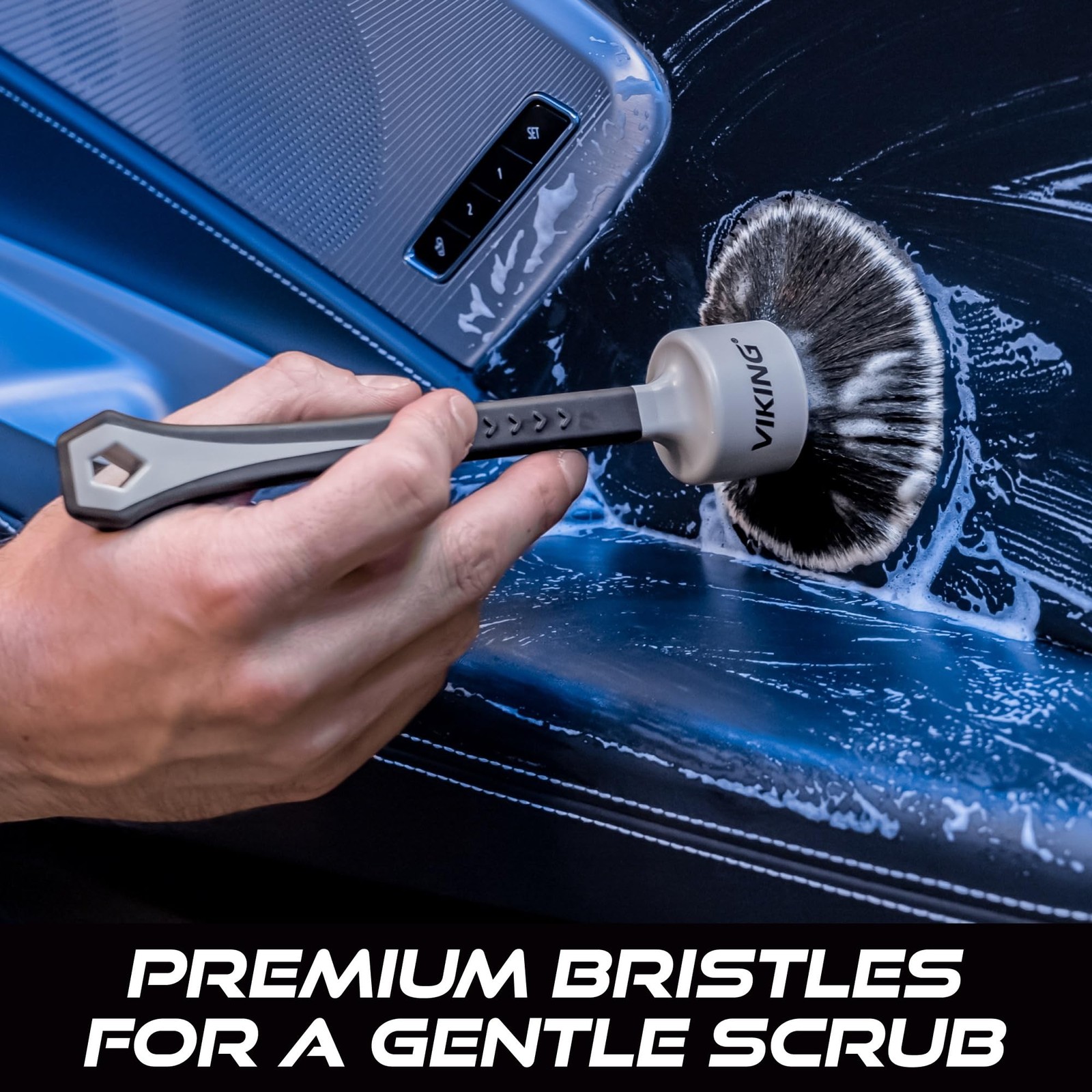 VIKING Car Detailing Brush Set for Cleaning Kit, Super-Soft Bristles Gray