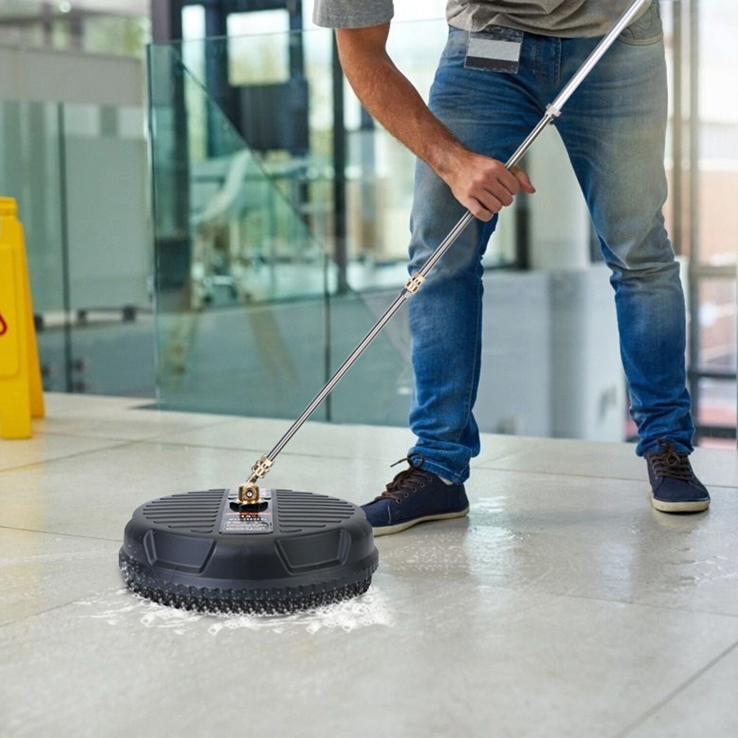 3600PSI Pressure Washer Flat Surface Cleaner Attachment w/2 Power Extension Wand